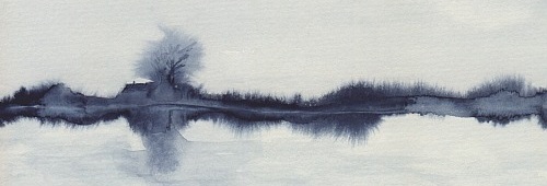 zweifarbiges See-Aquarell